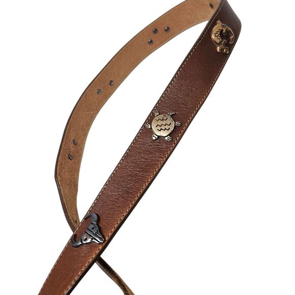 Vintage 90s Silver Creek Collection 32 Brown Leather Western Belt Concho Figures - Picture 2 of 4